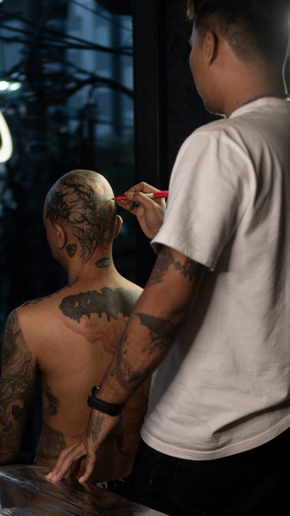 Blackwork Head Tattoo
