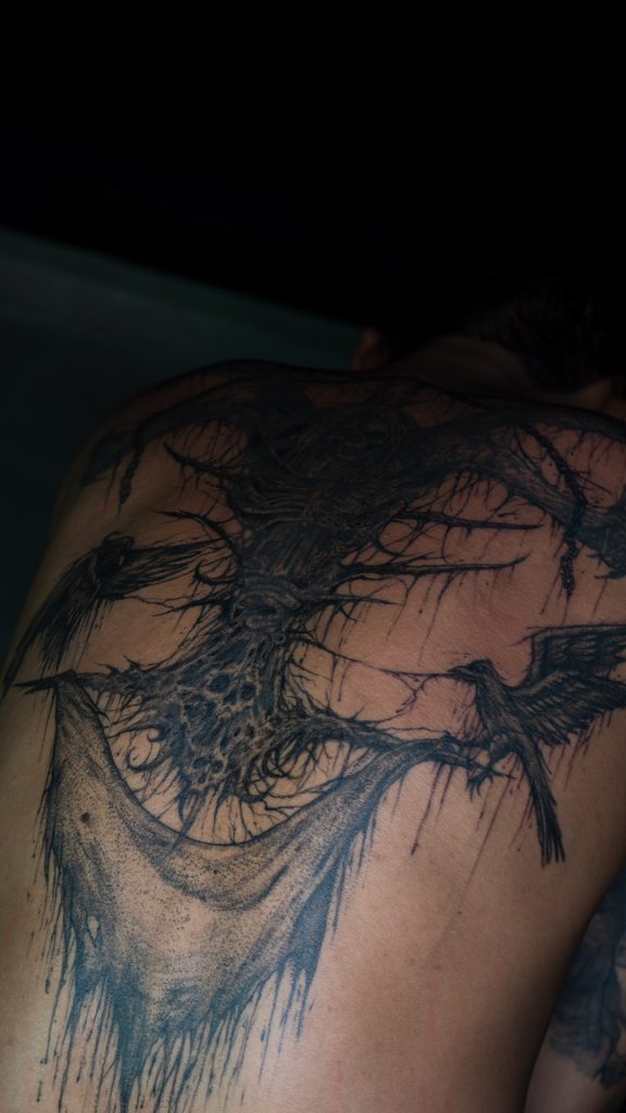 Blackwork Cross Hatching Tattoo